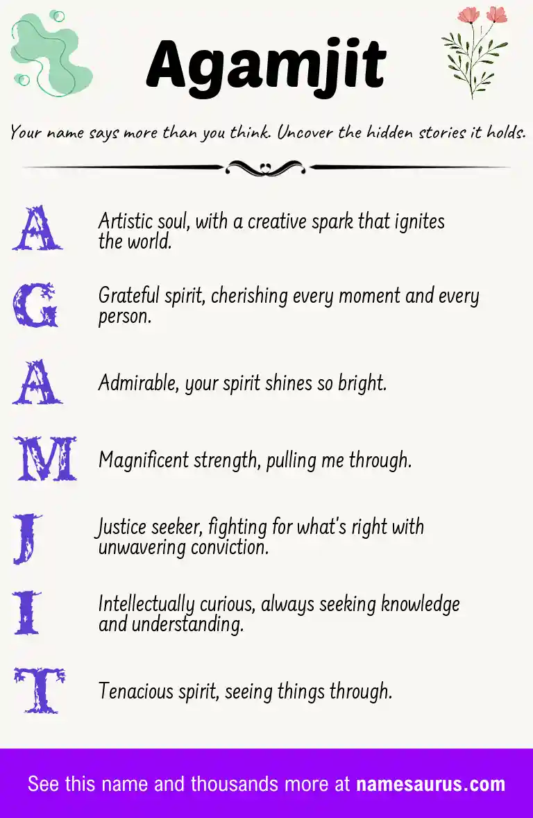 Acrostic poem about Agamjit.