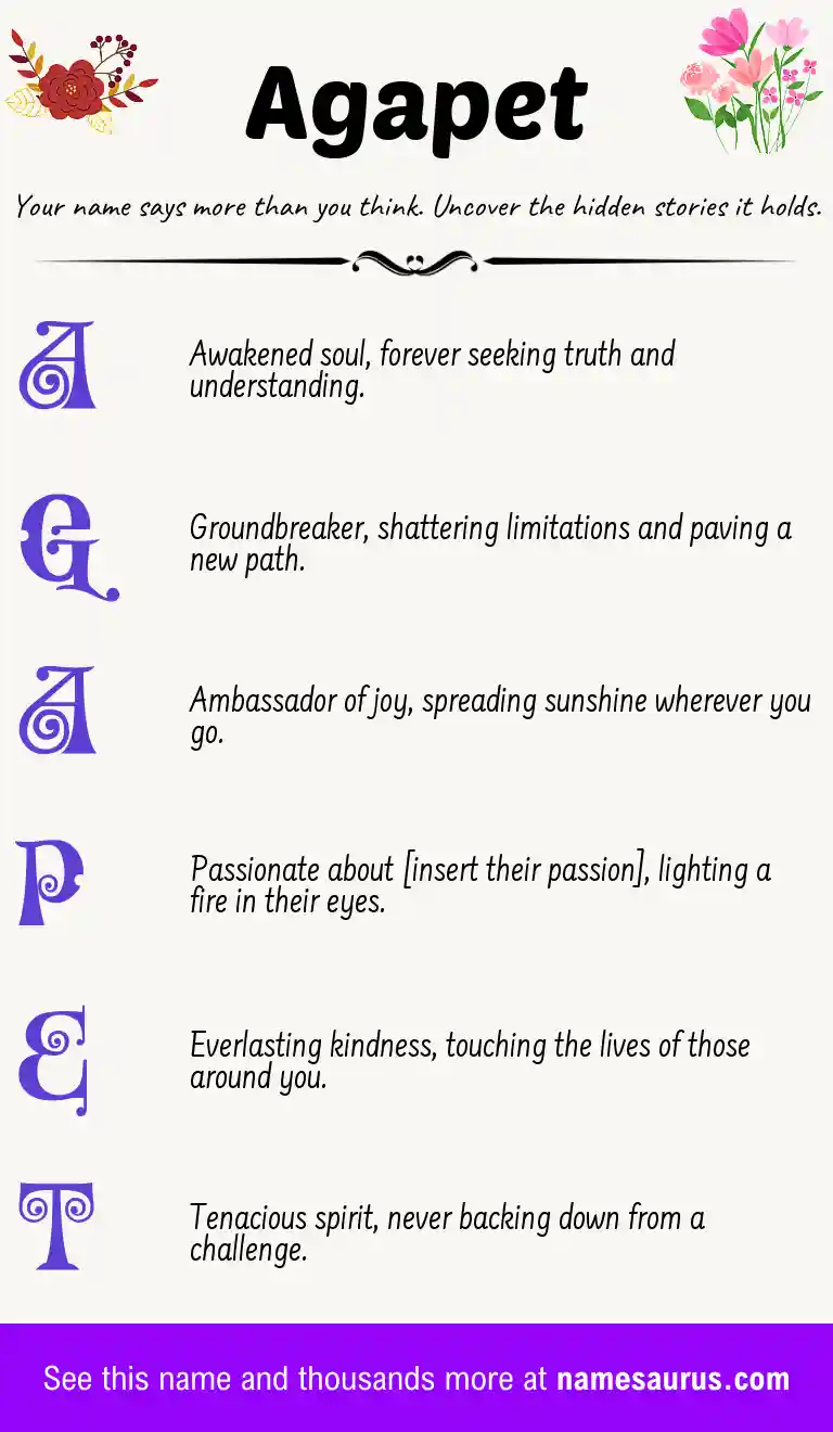 Acrostic poem about Agapet.