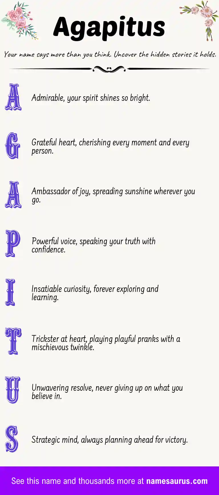 Acrostic poem about Agapitus.