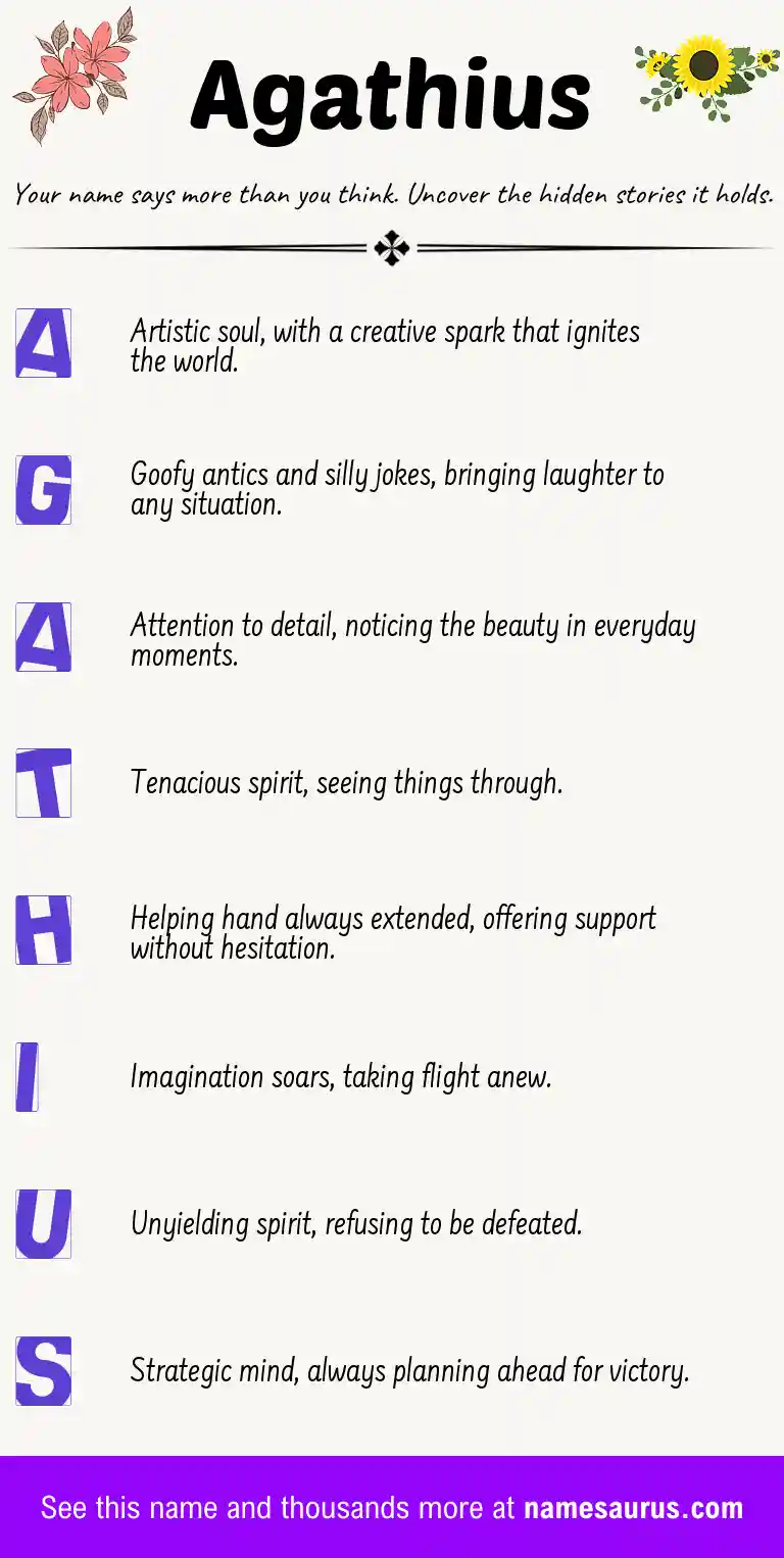 Acrostic poem about Agathius.