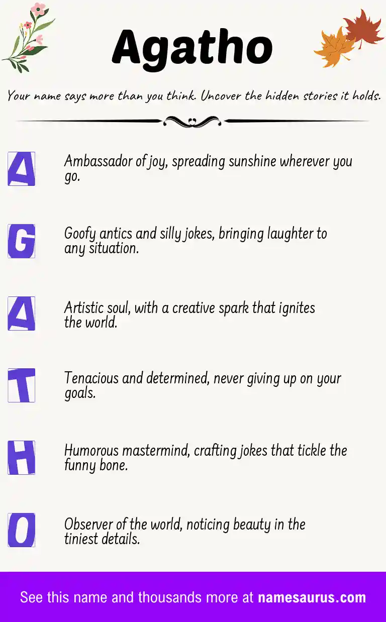 Acrostic poem about Agatho.