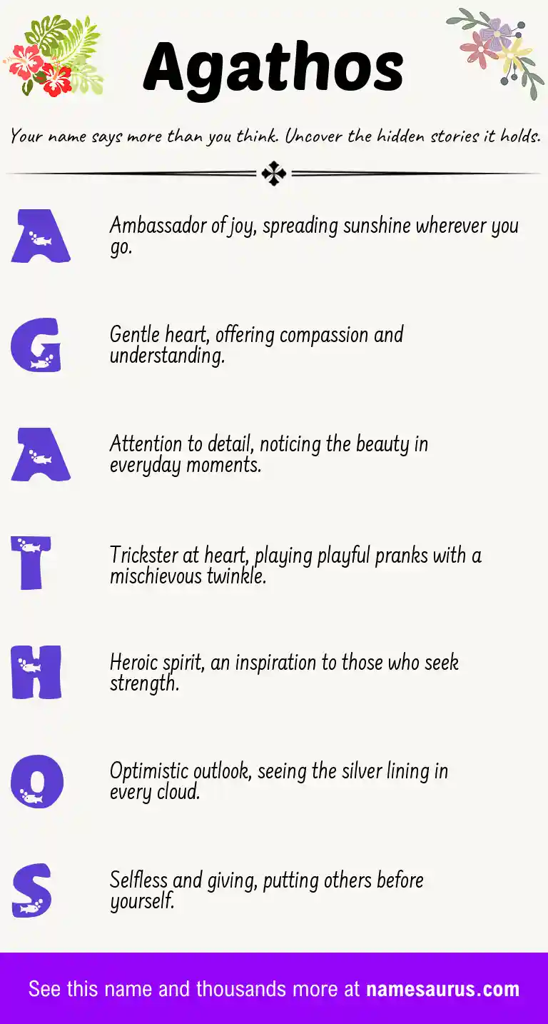 Acrostic poem about Agathos.