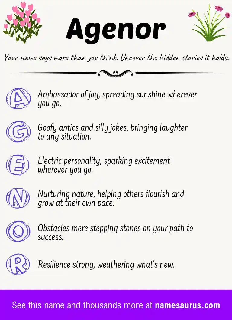 Acrostic poem about Agenor.