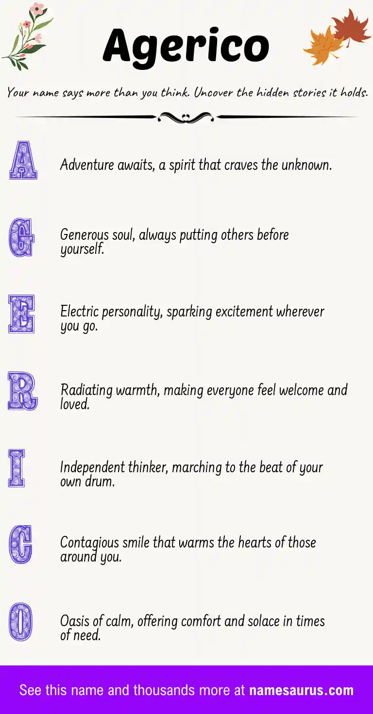 Acrostic poem about Agerico.
