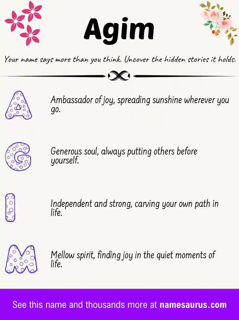Acrostic poem about Agim.