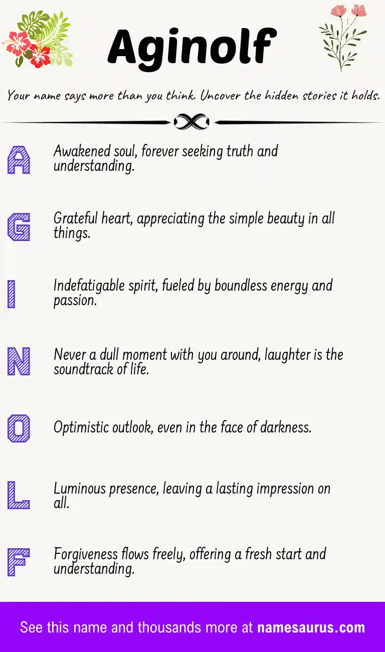Acrostic poem about Aginolf.