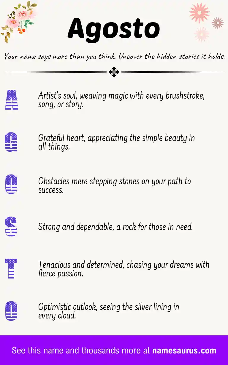 Acrostic poem about Agosto.