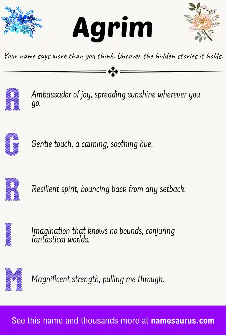 Acrostic poem about Agrim.