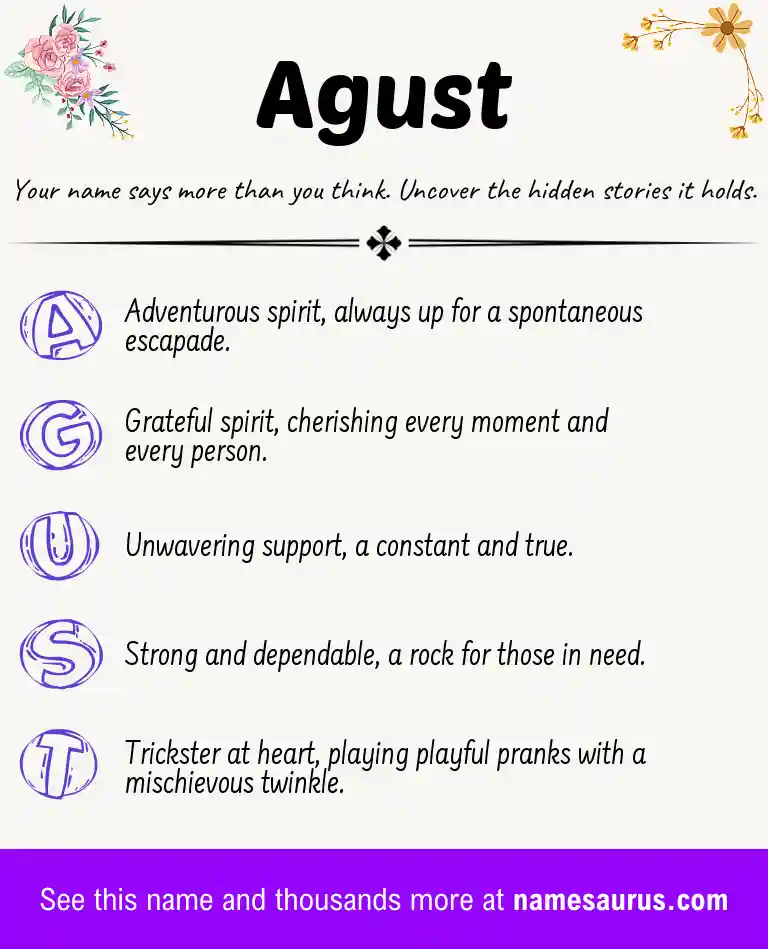 Acrostic poem about Agust.