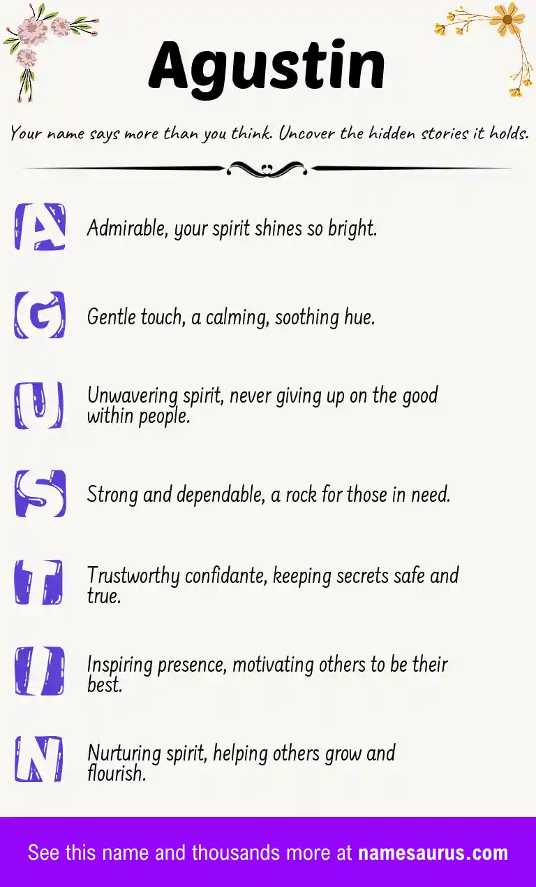 Acrostic poem about Agustin.