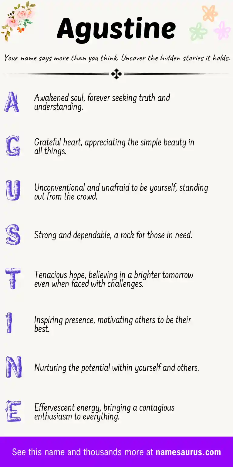 Acrostic poem about Agustine.