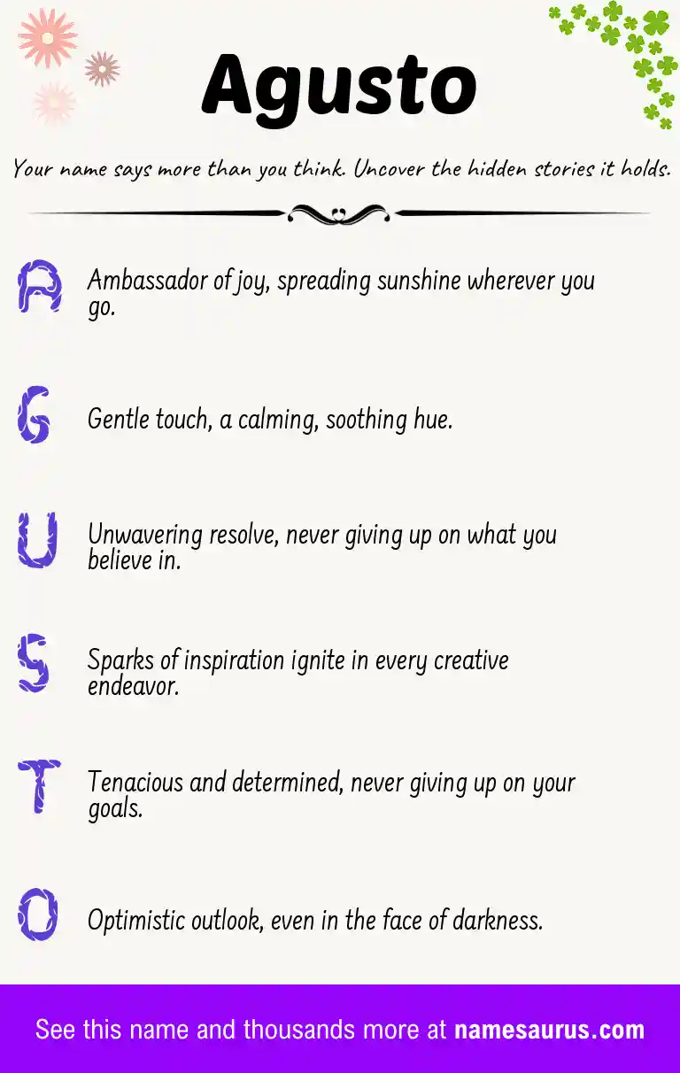 Acrostic poem about Agusto.