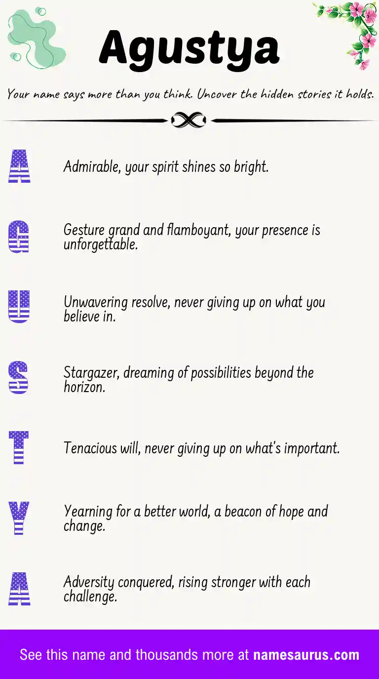 Acrostic poem about Agustya.