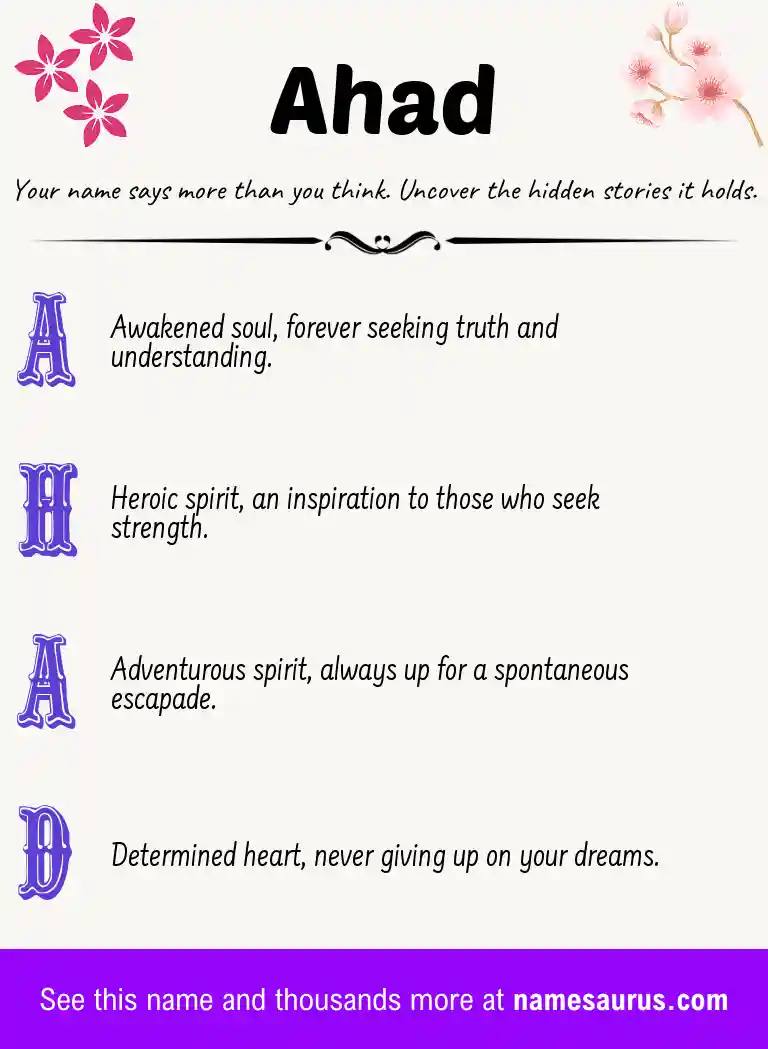 Acrostic poem about Ahad.