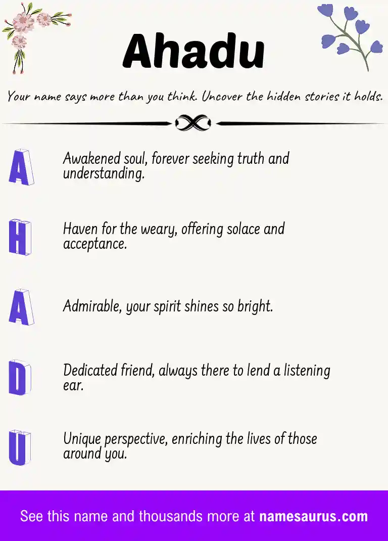 Acrostic poem about Ahadu.