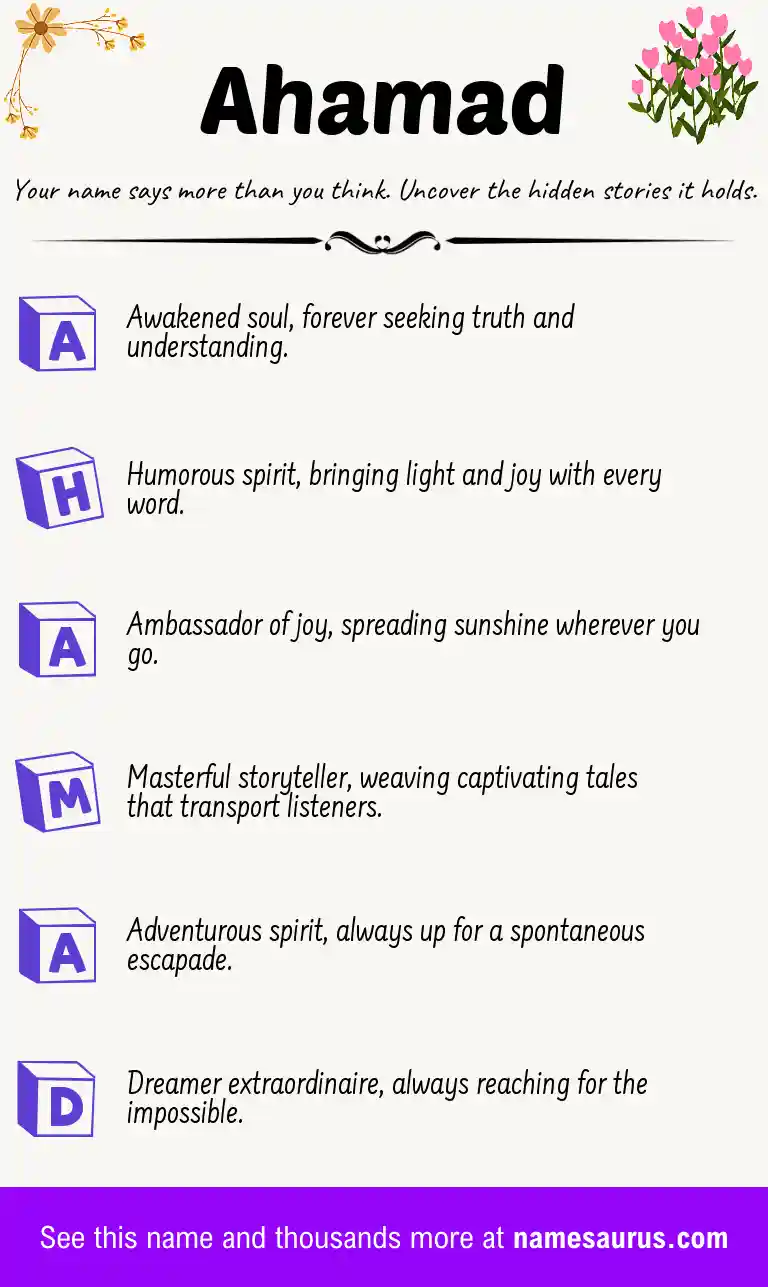 Acrostic poem about Ahamad.