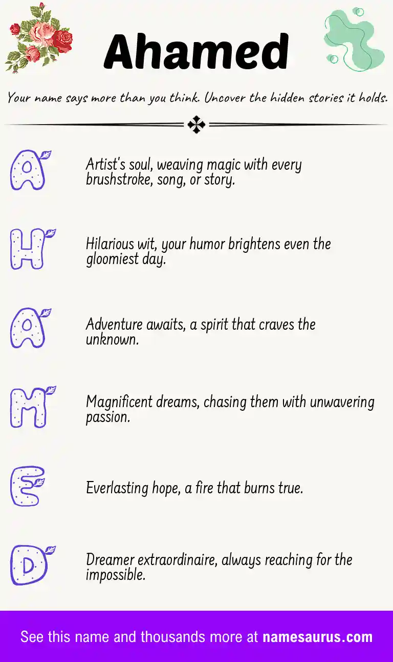 Acrostic poem about Ahamed.