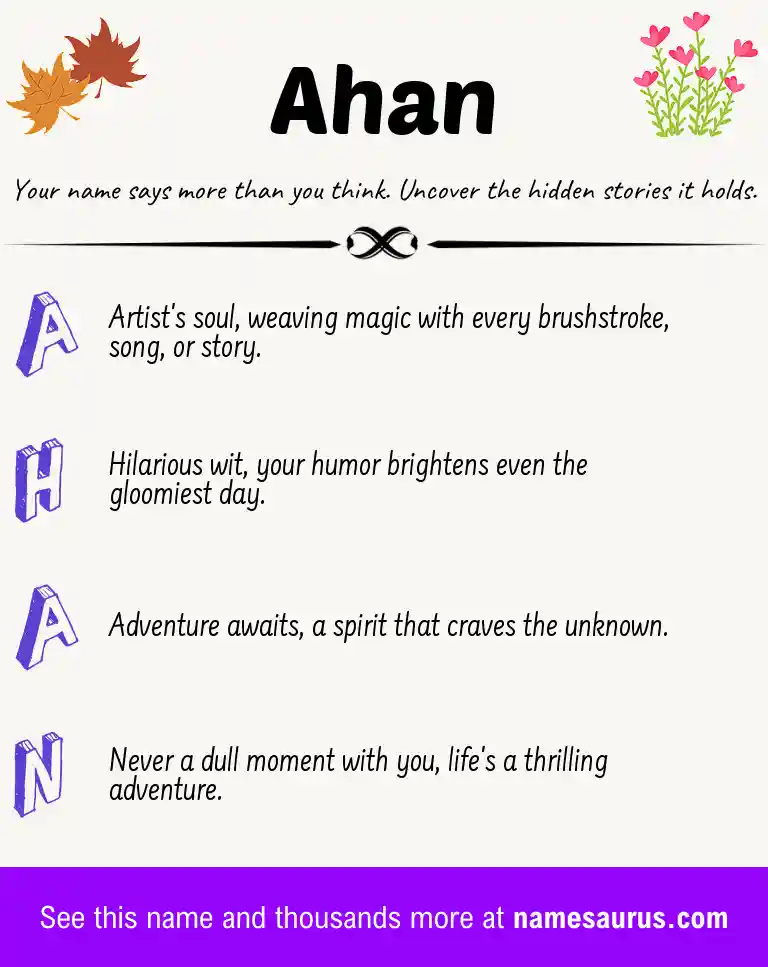 Acrostic poem about Ahan.