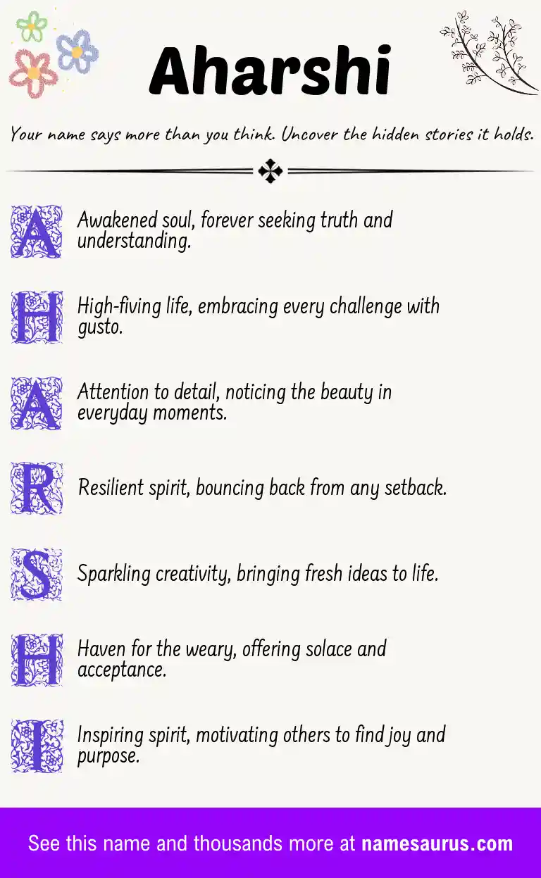 Acrostic poem about Aharshi.