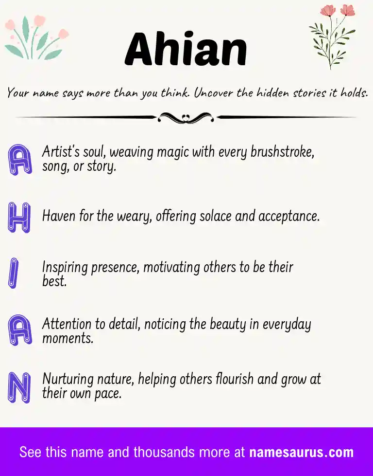 Acrostic poem about Ahian.