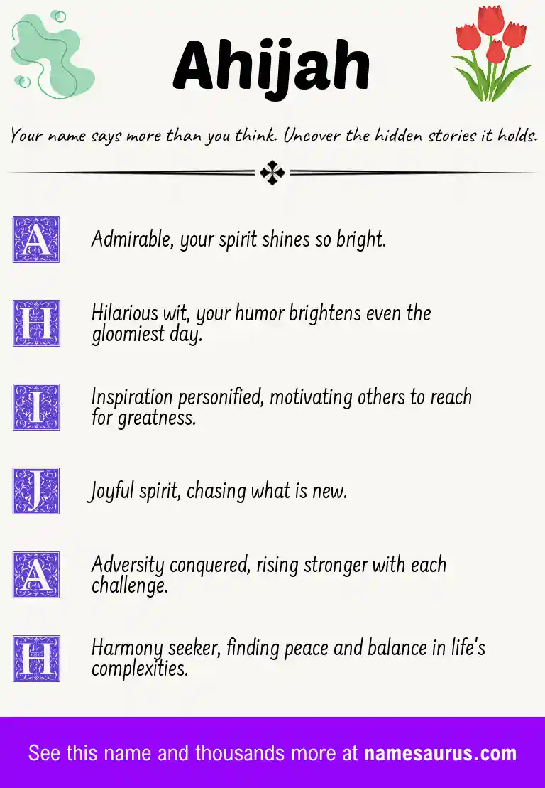 Acrostic poem about Ahijah.