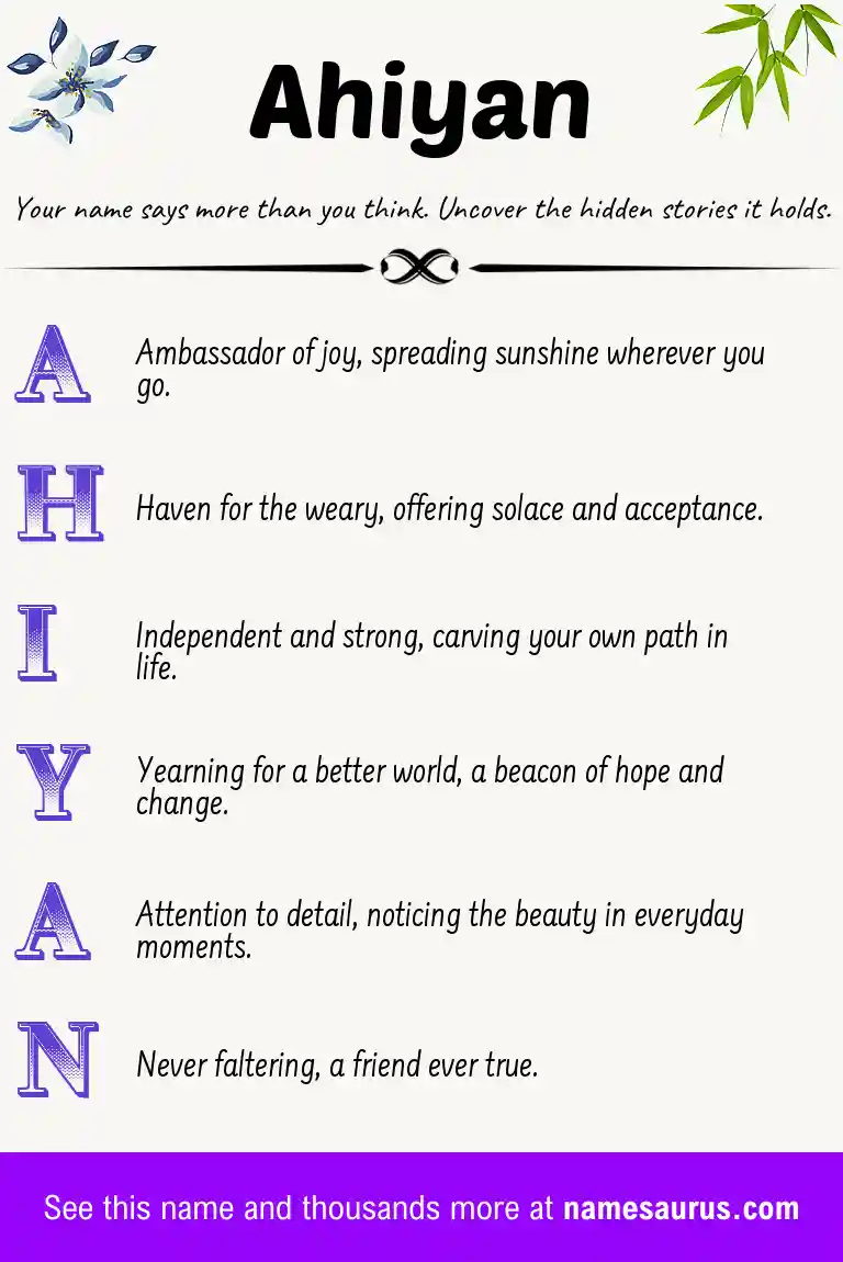 Acrostic poem about Ahiyan.
