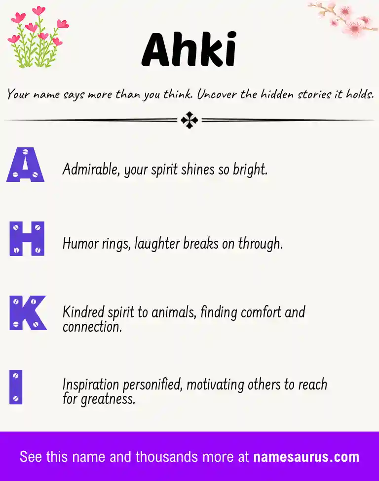 Acrostic poem about Ahki.