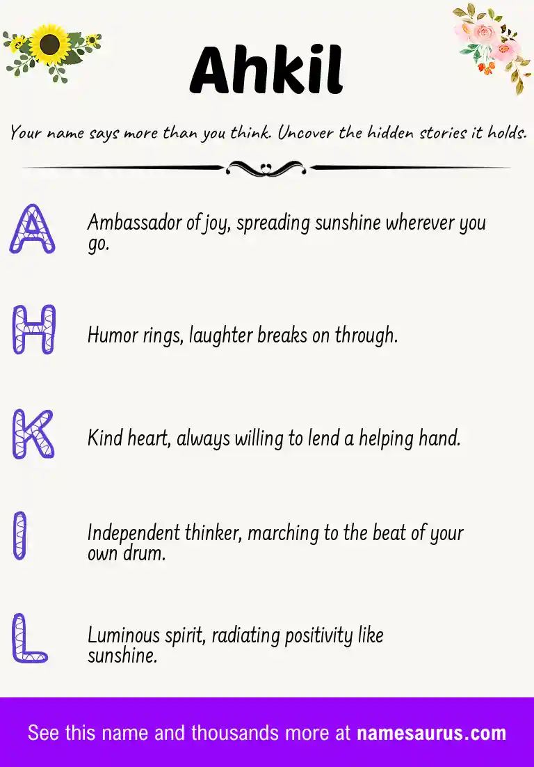 Acrostic poem about Ahkil.