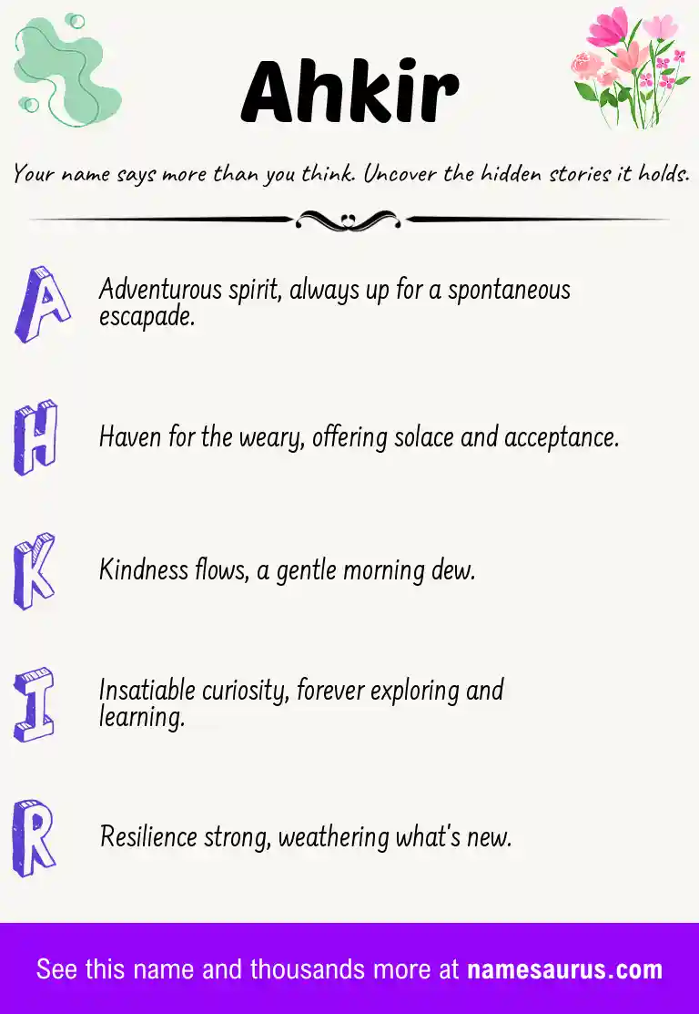 Acrostic poem about Ahkir.