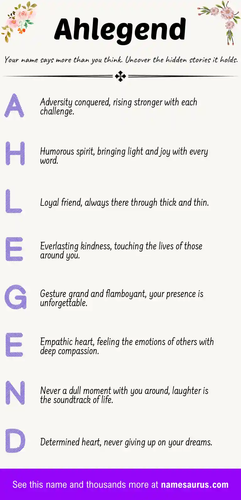 Acrostic poem about Ahlegend.