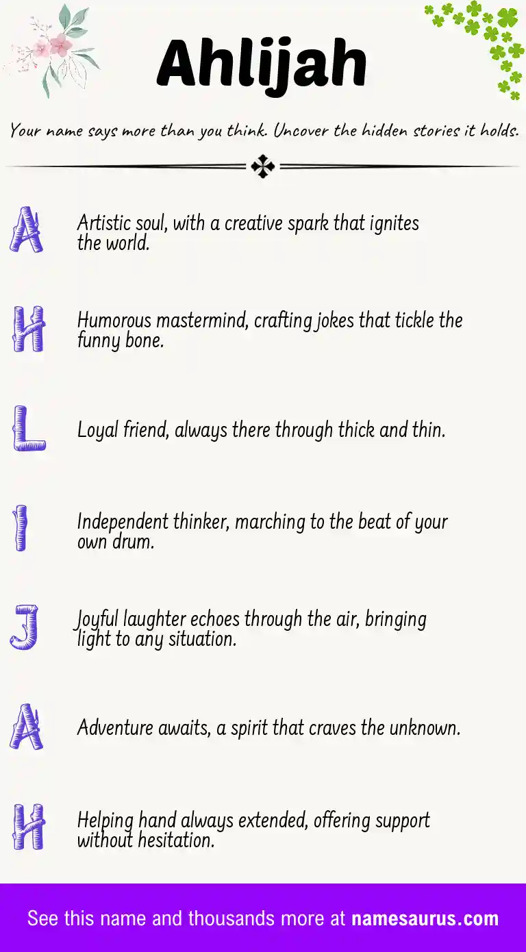 Acrostic poem about Ahlijah.