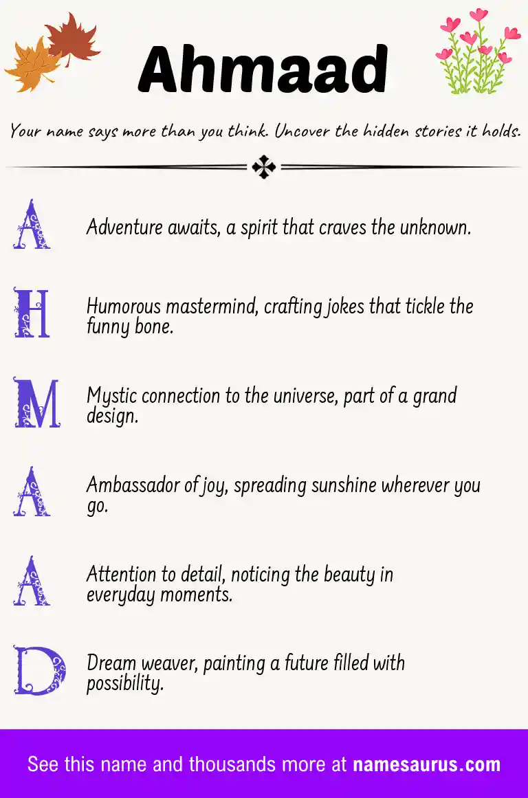 Acrostic poem about Ahmaad.