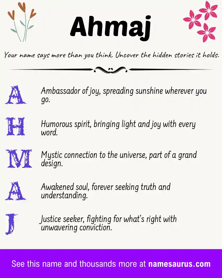 Acrostic poem about Ahmaj.