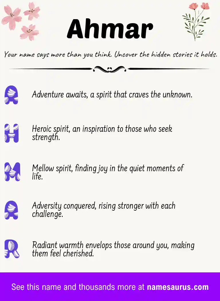 Acrostic poem about Ahmar.
