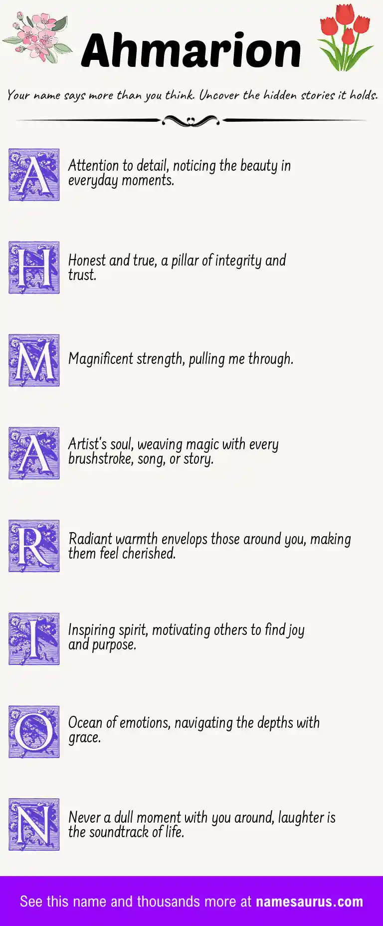 Acrostic poem about Ahmarion.