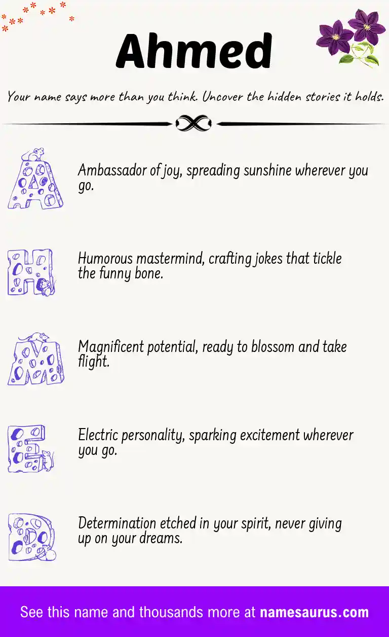 Acrostic poem about Ahmed.