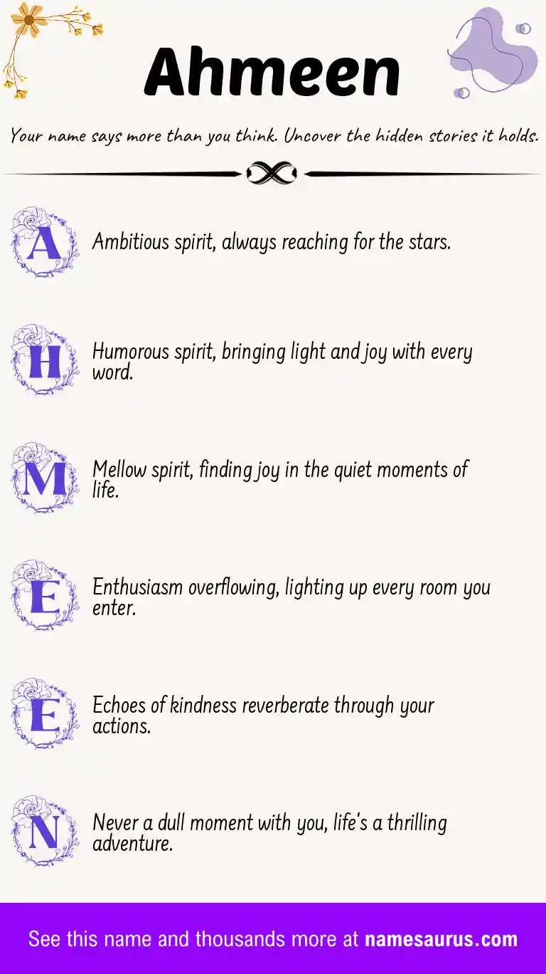 Acrostic poem about Ahmeen.