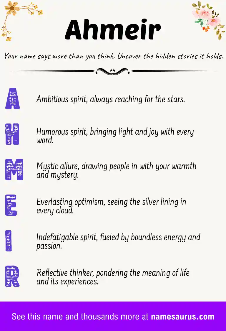 Acrostic poem about Ahmeir.