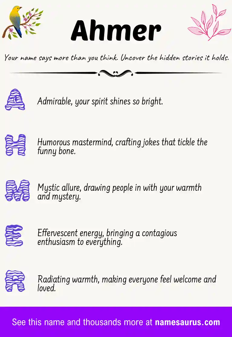 Acrostic poem about Ahmer.