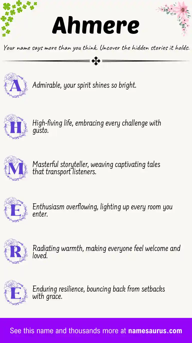 Acrostic poem about Ahmere.