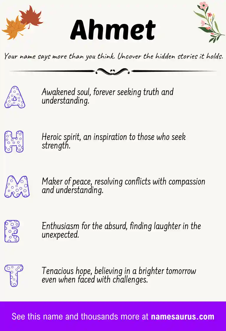Acrostic poem about Ahmet.