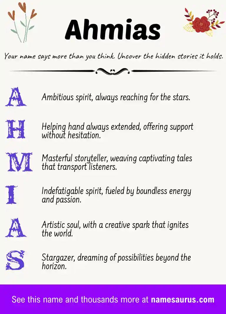 Acrostic poem about Ahmias.