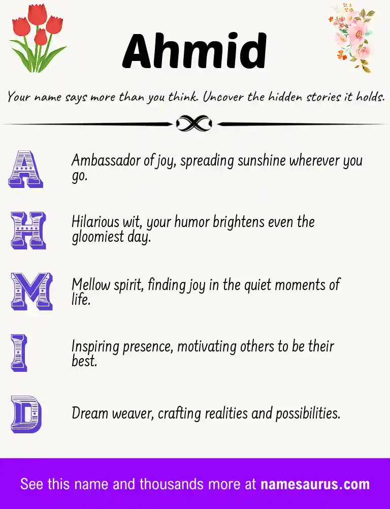 Acrostic poem about Ahmid.