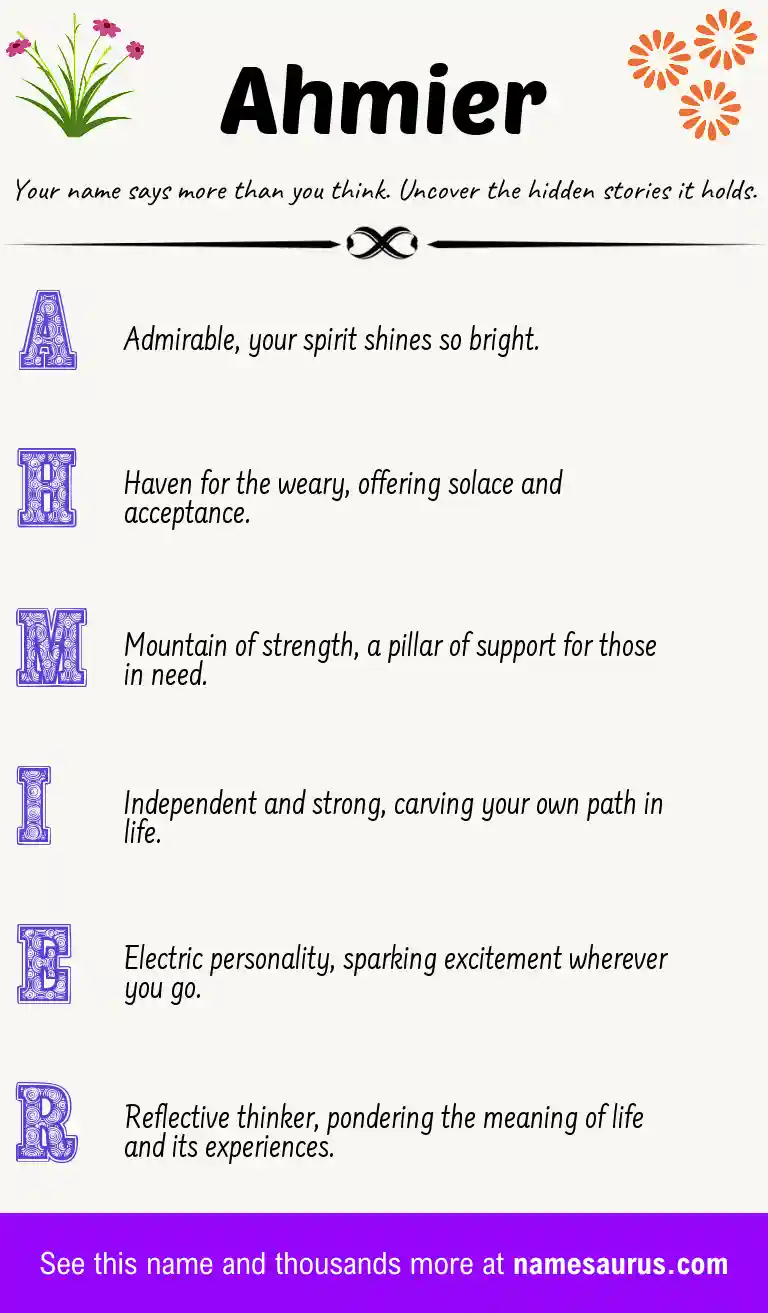 Acrostic poem about Ahmier.