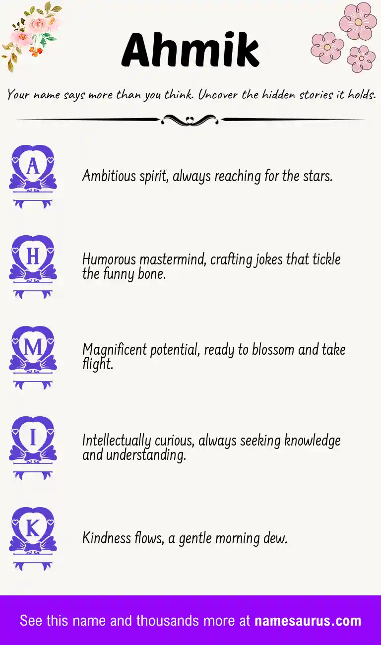 Acrostic poem about Ahmik.