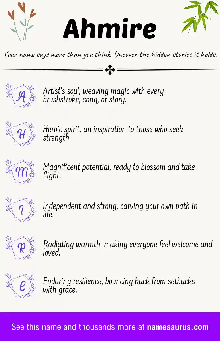 Acrostic poem about Ahmire.