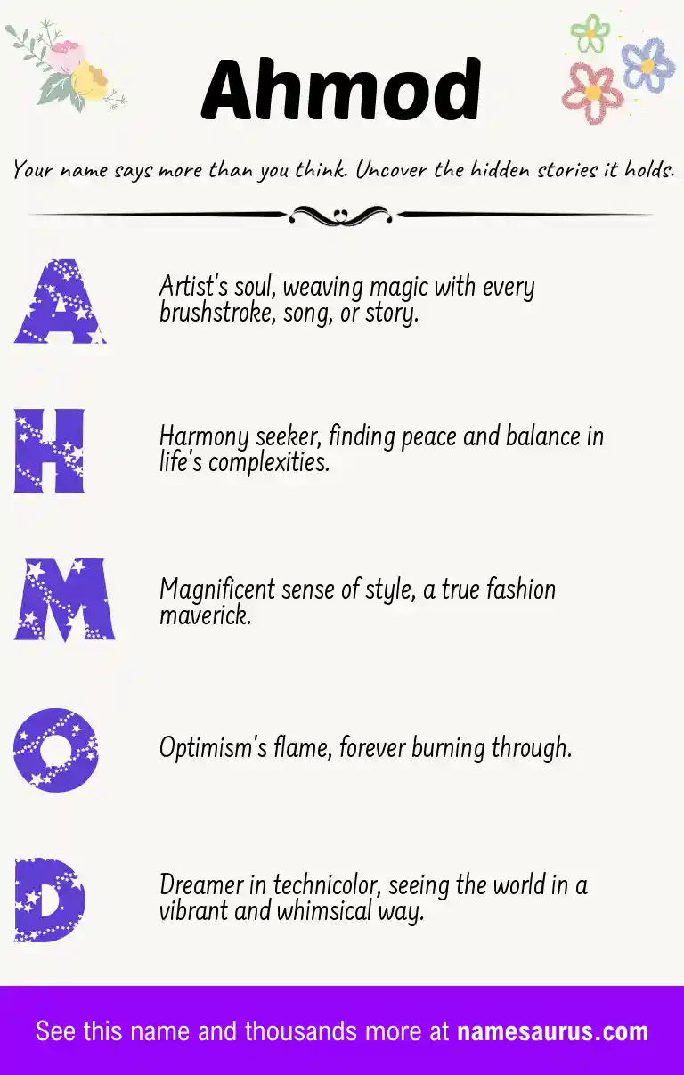 Acrostic poem about Ahmod.
