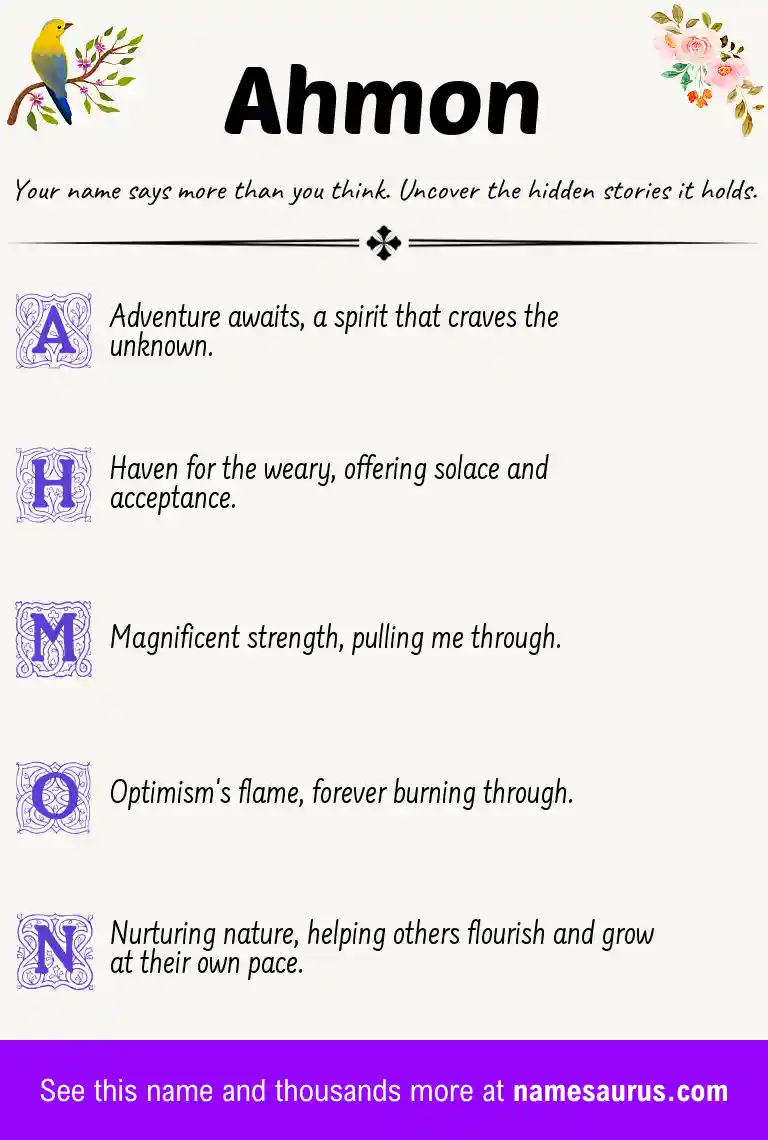 Acrostic poem about Ahmon.