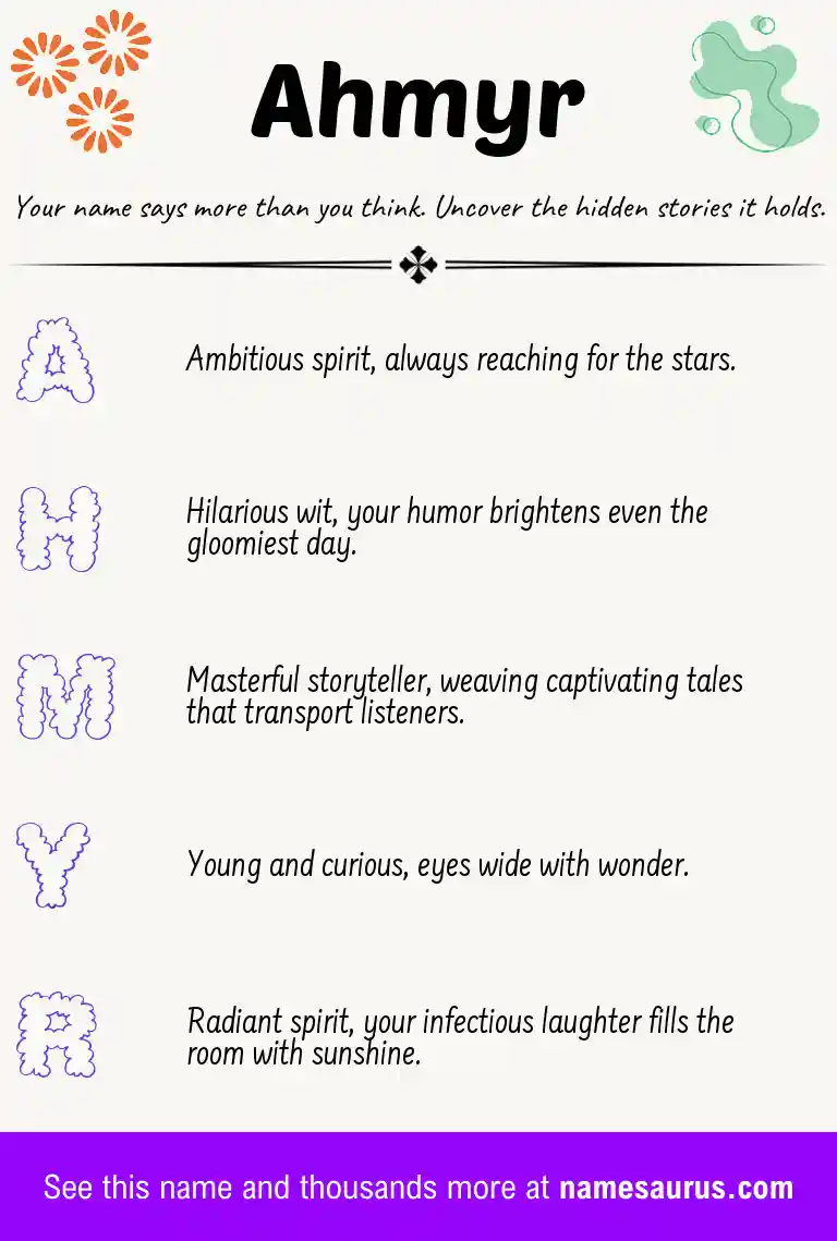 Acrostic poem about Ahmyr.