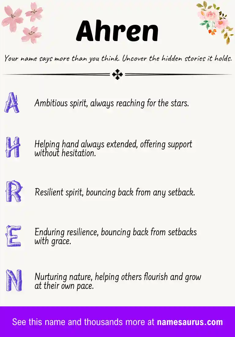 Acrostic poem about Ahren.